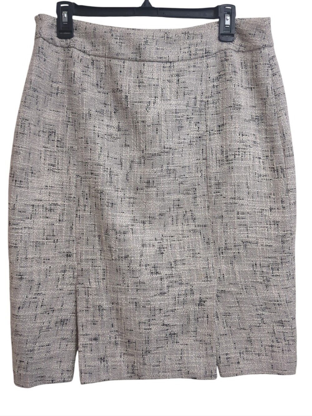 New York & CO 12 Gray and Black Tweed Pencil Skirt Old Money Quiet Luxury Office